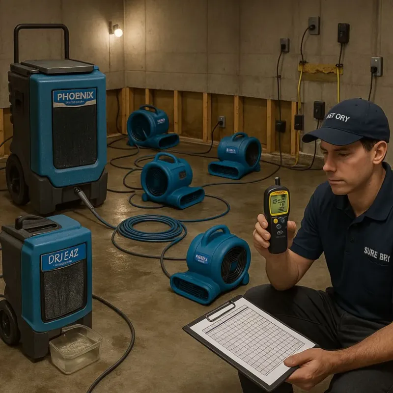 Structural Drying and Dehumidification process in Lawrenceburg, IN